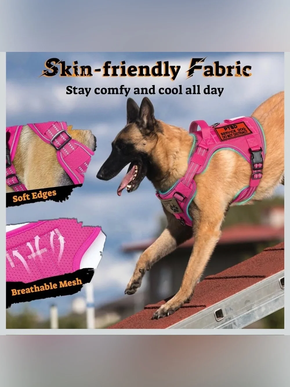 Tactical Dog Harness For Large Dogs, No Pull Service Pet Vest With Molle XL